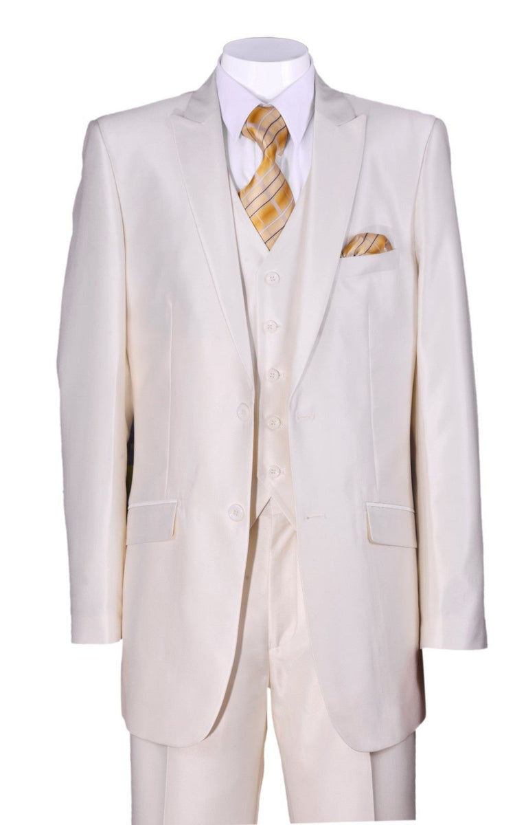 Fortino Landi Men's Brown, Hidden Button French Front Wide Peak Lapel Suit