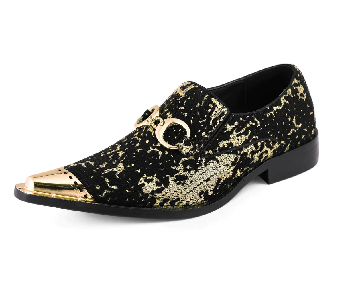 Gold casual pointed Men's dress shoes  sequin wedding shoes