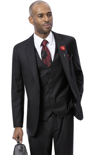 EJ Samuel Black Suit M18022 - Black - Church Suits For Less