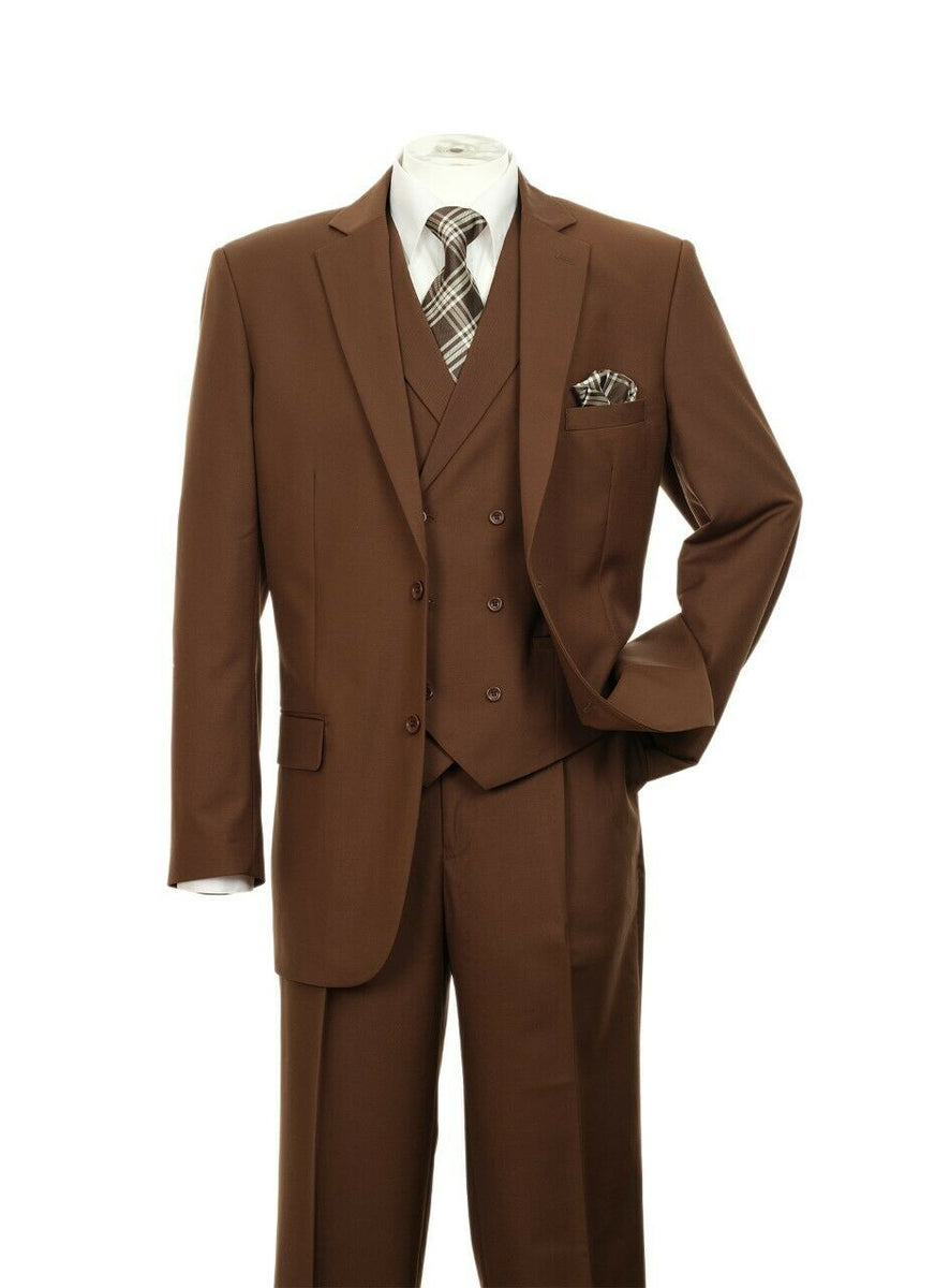 Burgundy Double Breasted Vest Suit - Fortino Landi Men's Classic Fit main image 0