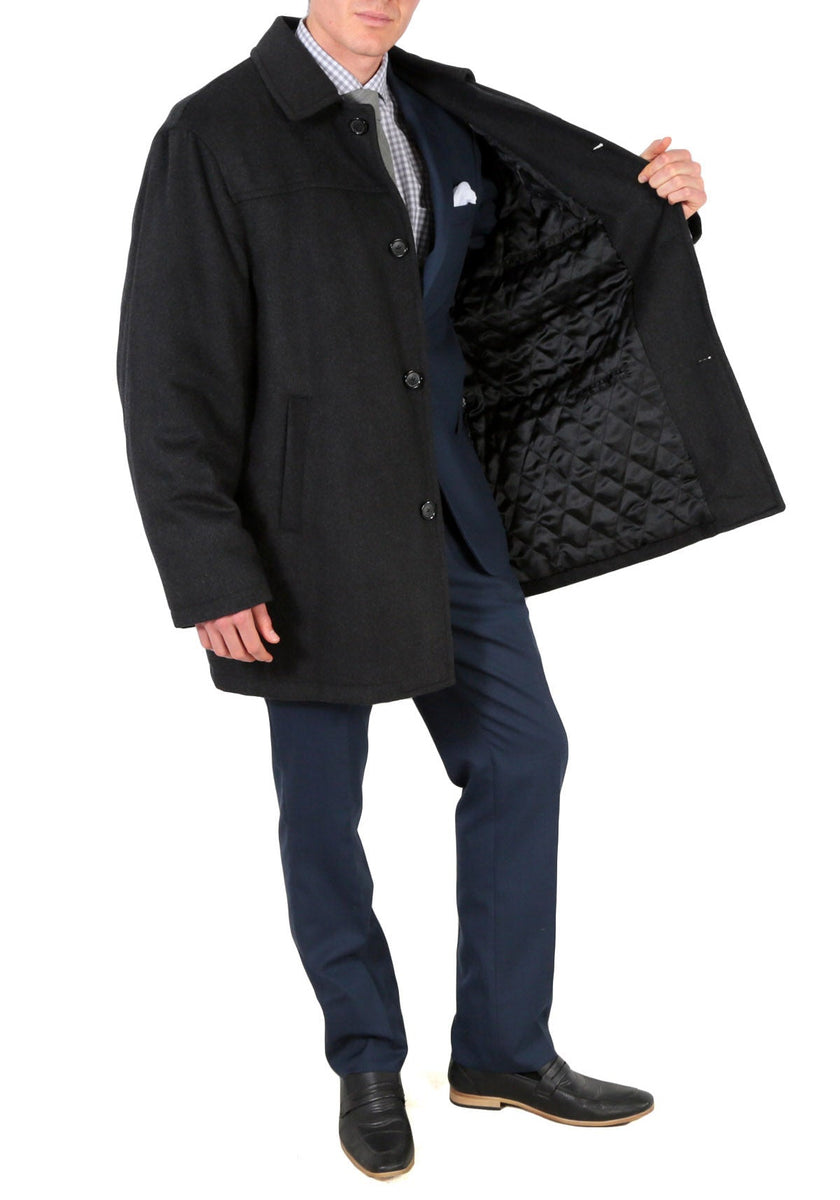 Men's Modern Fit Pilot Tic Overcoat - Charcoal - selling 48R