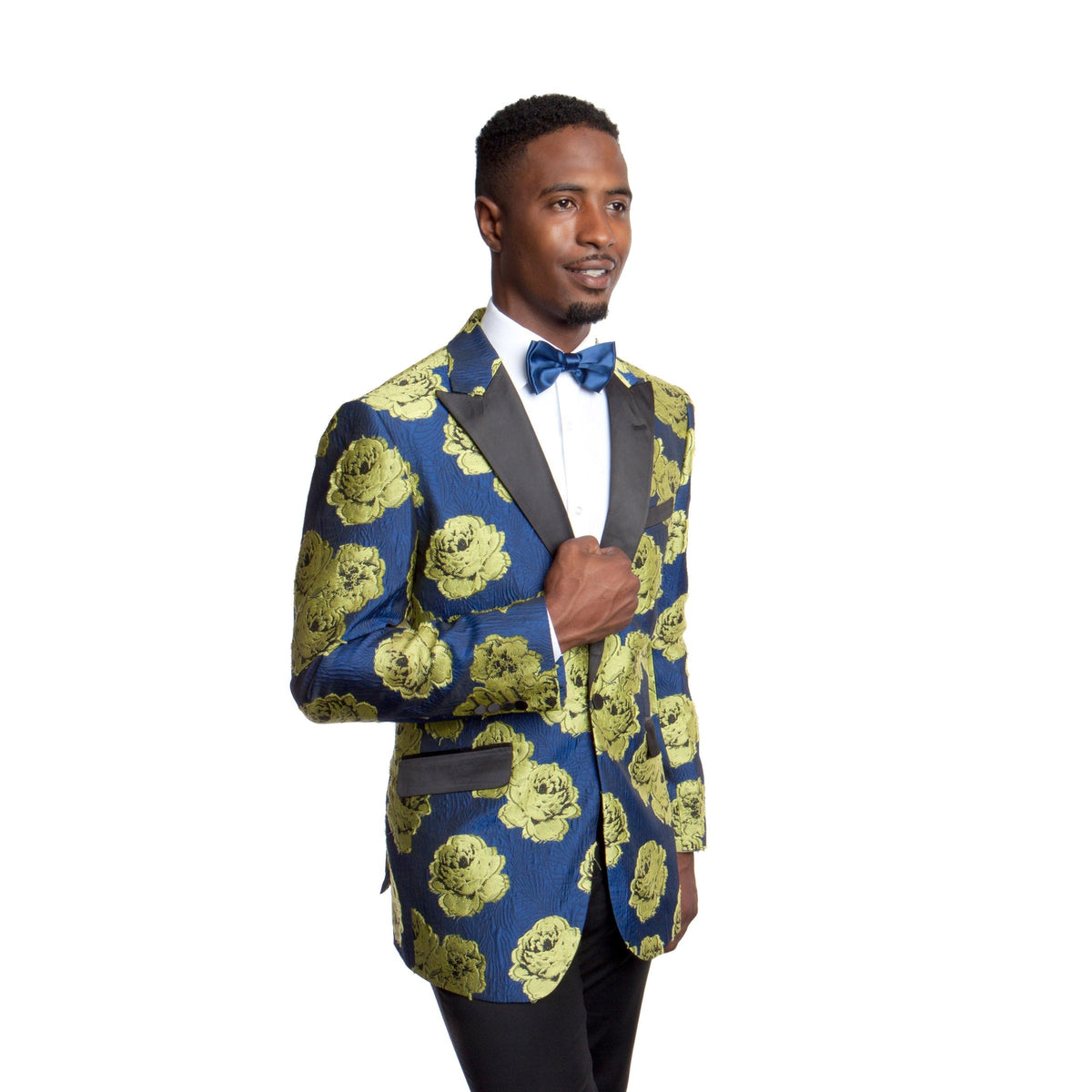 Modern Fit Shiny Floral Satin Peak Lapel Mens Sports coat Jacket