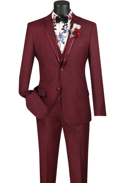 Vinci Men Suit SV2T-8-Burgundy - Church Suits For Less