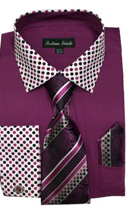 mens dress shirt and tie box set Men's Dress Shirt + Matching Tie + Handkerchief Set Unique Colors Size 15~20 S21