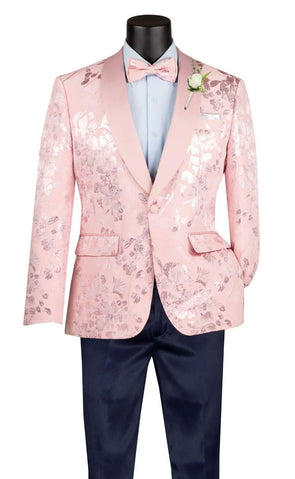 Men Slim Fit Sport Coat BSF-19-Pink - Church Suits For Less