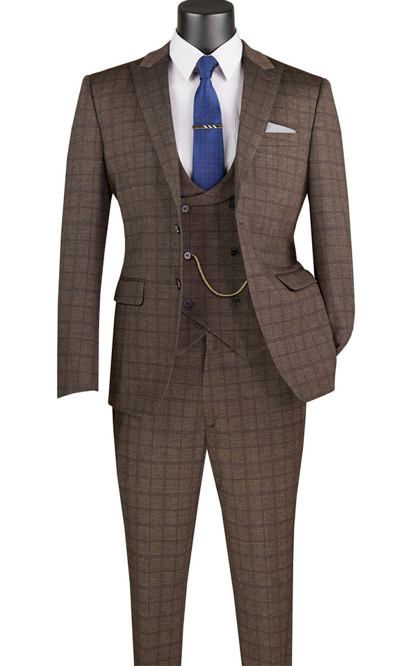 Men's Slim Fit Suit  SV2W-8-Brown