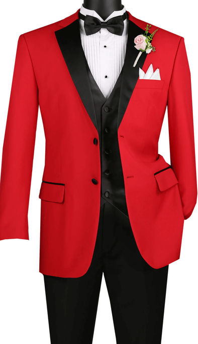 Men Tuxedo 4TV-2-Red/Black - Church Suits For Less