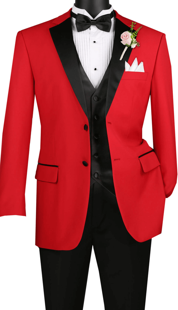 Men Tuxedo 4TV-2-Red/Black - Church Suits For Less