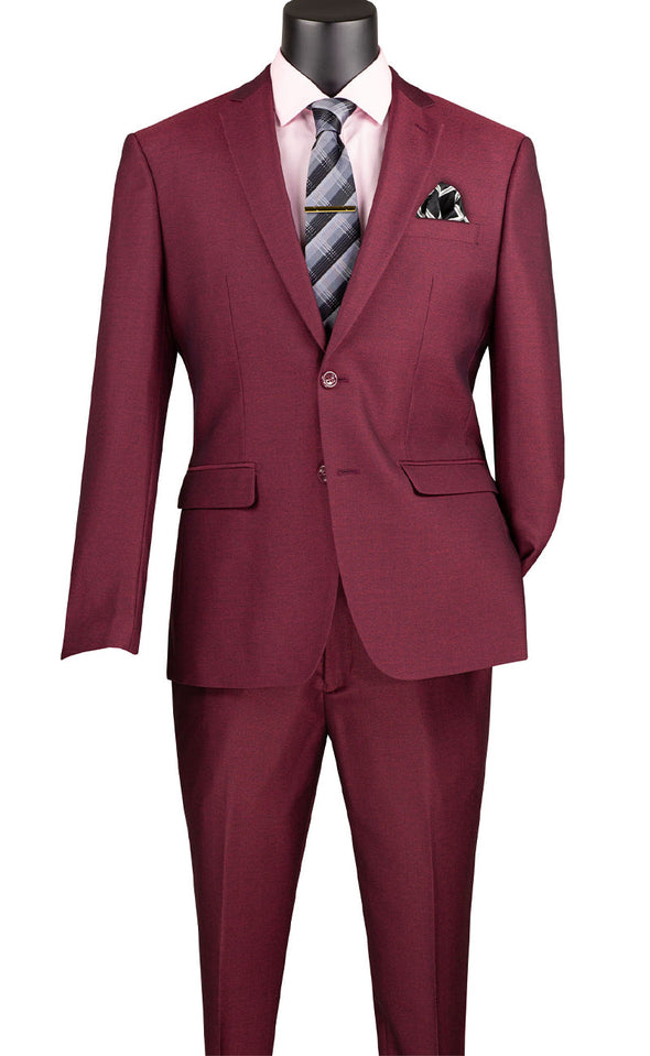 Men's Slim Fit Suit S2RK-7-Burgundy