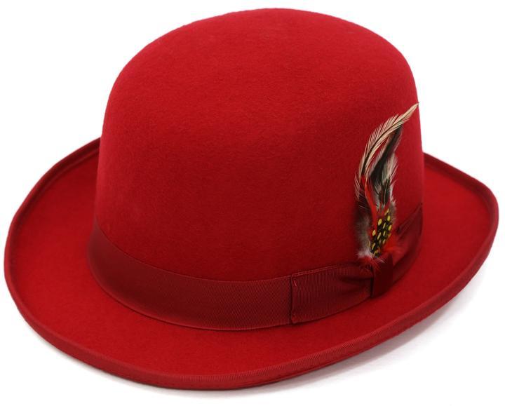 Men Derby Bowler Hat-Red – Men Suits Direct