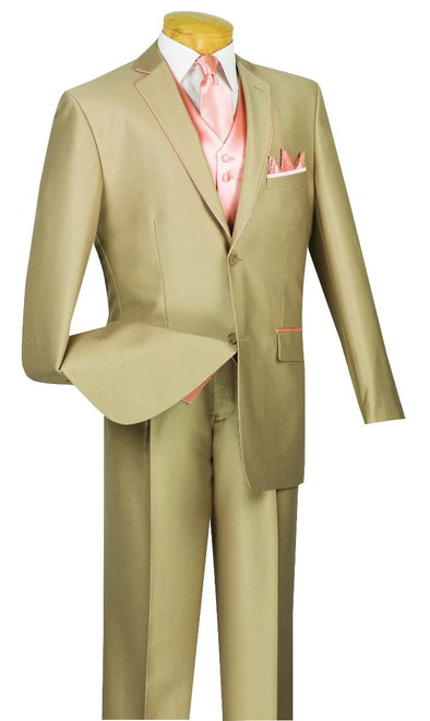 Vinci Men Suit 23SS-4-Tan/Peach - Church Suits For Less