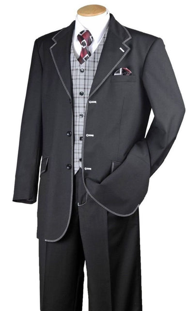 Milano Moda Men Suit 2916V-Black - Church Suits For Less