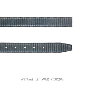 Men Leather Belts-BLT-Snake-Charcoal