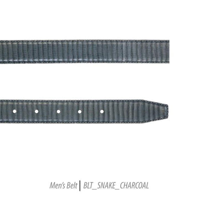 Men Leather Belts-BLT-Snake-Charcoal
