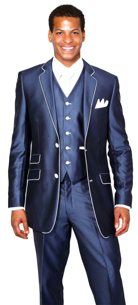 Milano Moda Men Suit 5702V1-Navy - Church Suits For Less