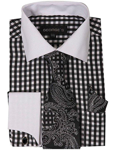 George Shirt AH615-Black/White - Church Suits For Less