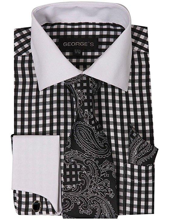 George Shirt AH615-Black/White - Church Suits For Less