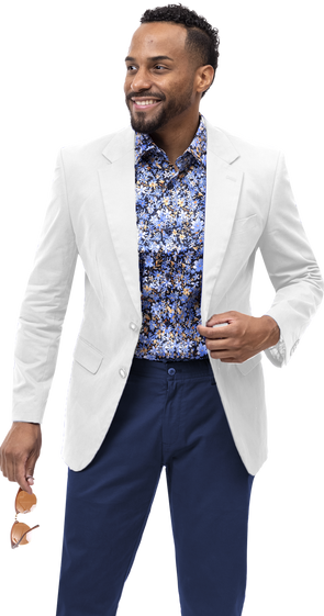 Men Solid Blazer CHJ01  - White