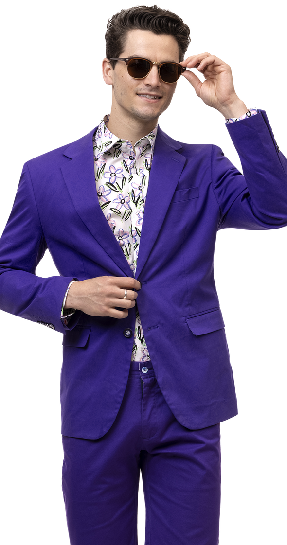 Men Solid Blazer CHJ01  - Purple