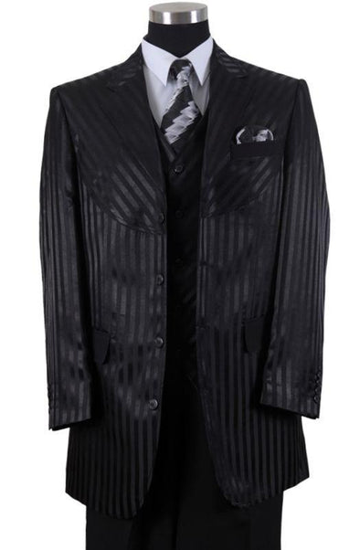 Milano Moda Men Suit 2915V-Black - Church Suits For Less