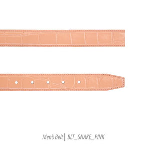Men Leather Belts-BLT-Snake-Pink