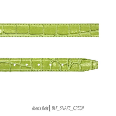Men Leather Belts-BLT-Snake-Green