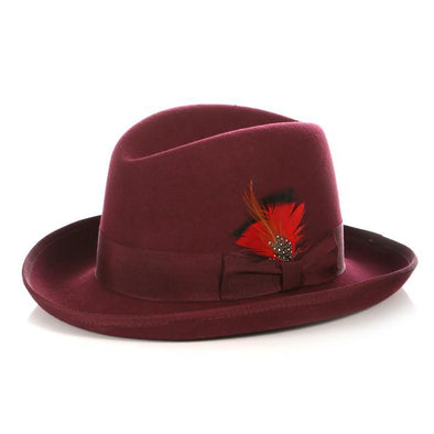 Men Godfather Hat-BURGUNDY - Church Suits For Less