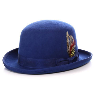 Men Derby Bowler Hat-Royal Blue - Church Suits For Less