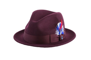 Men Fashion Hat-Trilby Burgundy