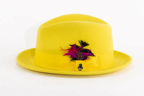 Men Fashion Hat-Trilby Yellow