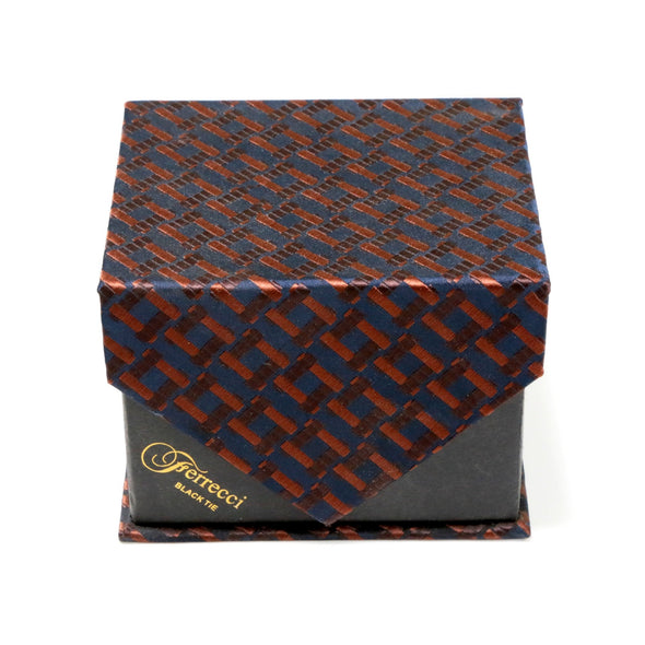 Men's Navy-Rust Geometric Design 4-pc Necktie Box Set