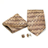Men's Funky Brown Geometric Design 4-pc Necktie Box Set
