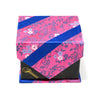 Men's Fuchsia-Royal Blue Floral Striped Design 4-pc Necktie Box Set