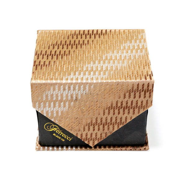 Men's Brown Squared-Striped Layered Design 4-pc Necktie Box Set