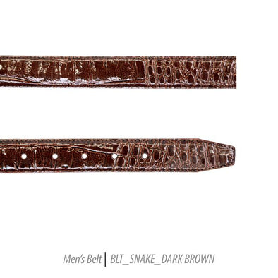 Men Leather Belts-BLT-Snake-Dark Brown