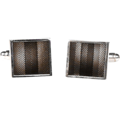Silvertone Square Grey Cufflinks with Jewelry Box