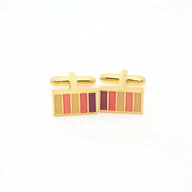Goldtone Lavender Stripe Cuff Links With Jewelry Box