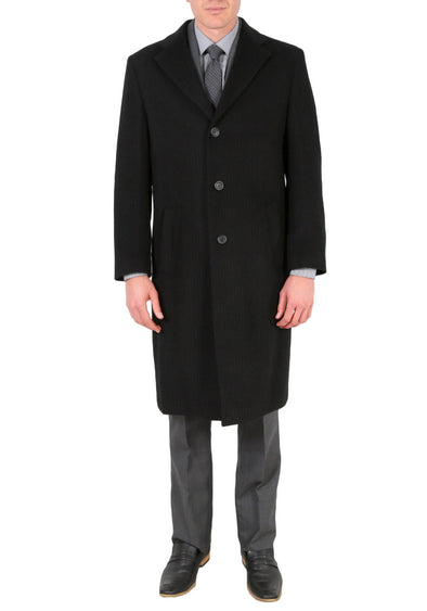 Men's Wool Black Tone Stripe Top Coat-Creed