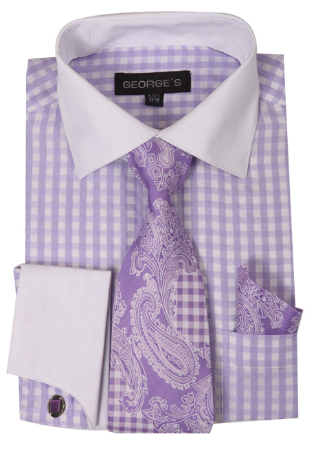 Dress Shirt AH615-Lavender/White