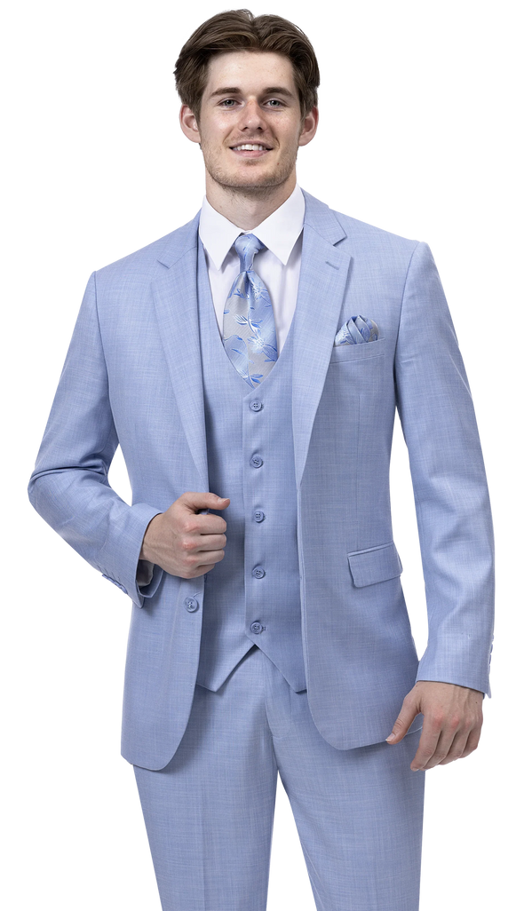 EJ Samuel Black Suit M18022 - Sky Blue - Church Suits For Less