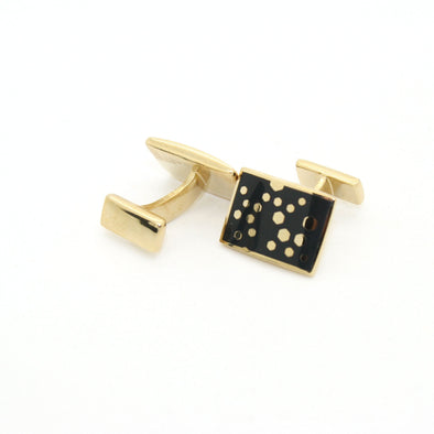 Goldtone Black Dot Design Cuff Links With Jewelry Box