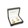 Goldtone Black & White Cuff Links With Jewelry Box
