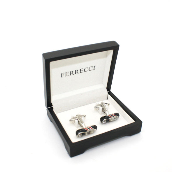 Silvertone Shoe Cuff Links With Jewelry Box