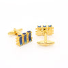 Goldtone Aqua Blue Criss Cross Cuff Links With Jewelry Box