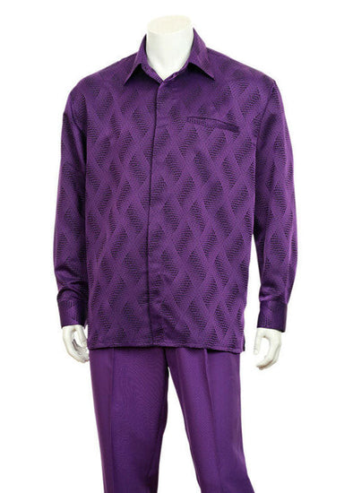 Montique Men's 2 Piece Long Sleeve Walking Suit - Houndstooth Checker Montique Men's 2 Piece Long Sleeve Walking Suit - Houndstooth Checker