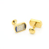 Goldtone Blue Glass Stone Cuff Links With Jewelry Box