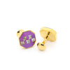 goldtone Purple Glass Stone Cuff Links With Jewelry Box