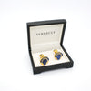 Goldtone Blue Glass Cuff Links With Jewelry Box