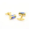 Goldtone Blue Opal Cuff Links With Jewelry Box