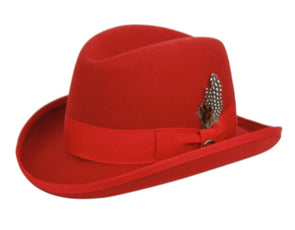 Men Homburg Hat MSD-31 Red - Church Suits For Less